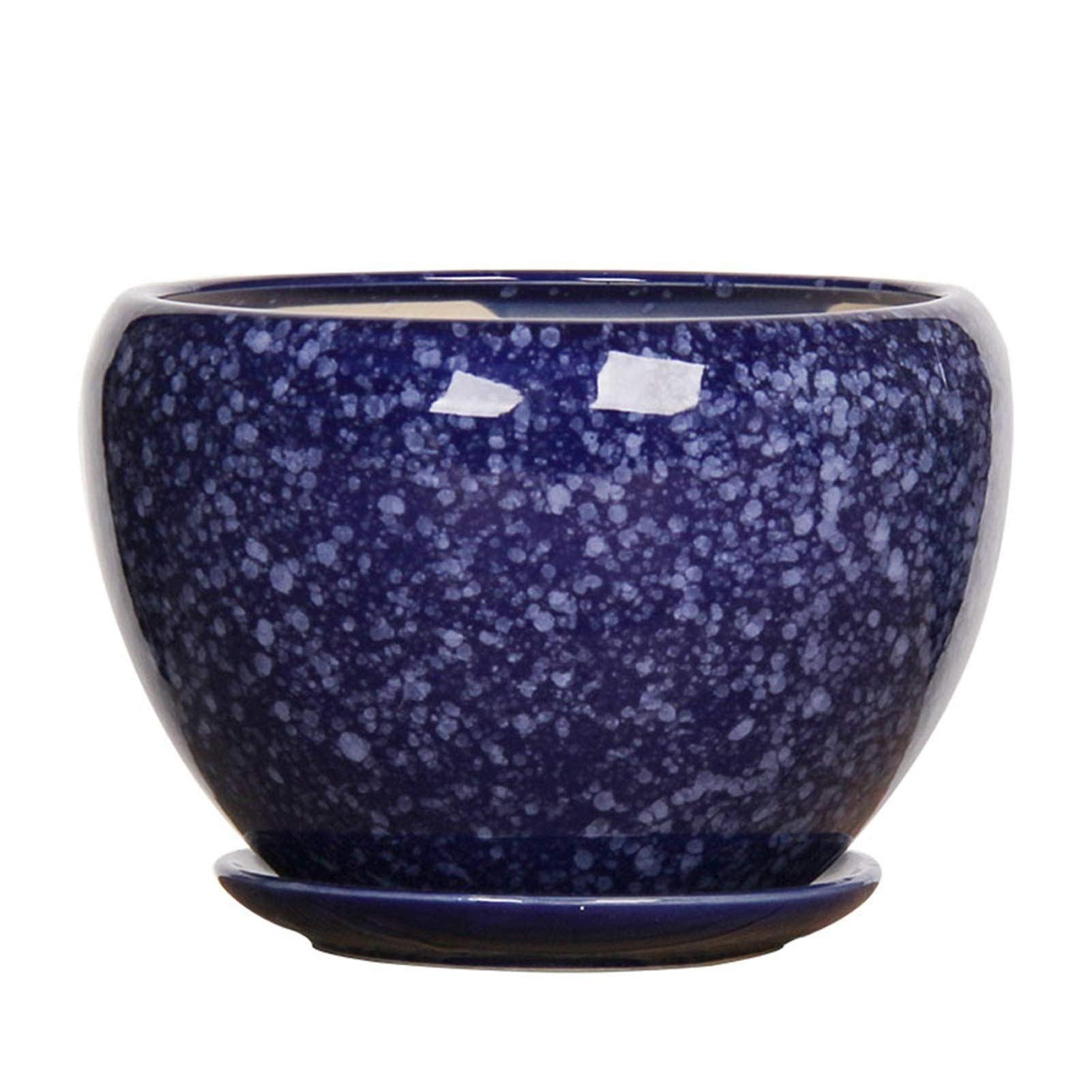 MNUvxzaewf Simple Green Dill Flower Pots Ceramic With Tray European Style Indoor Desktop Household Thickening(3)
