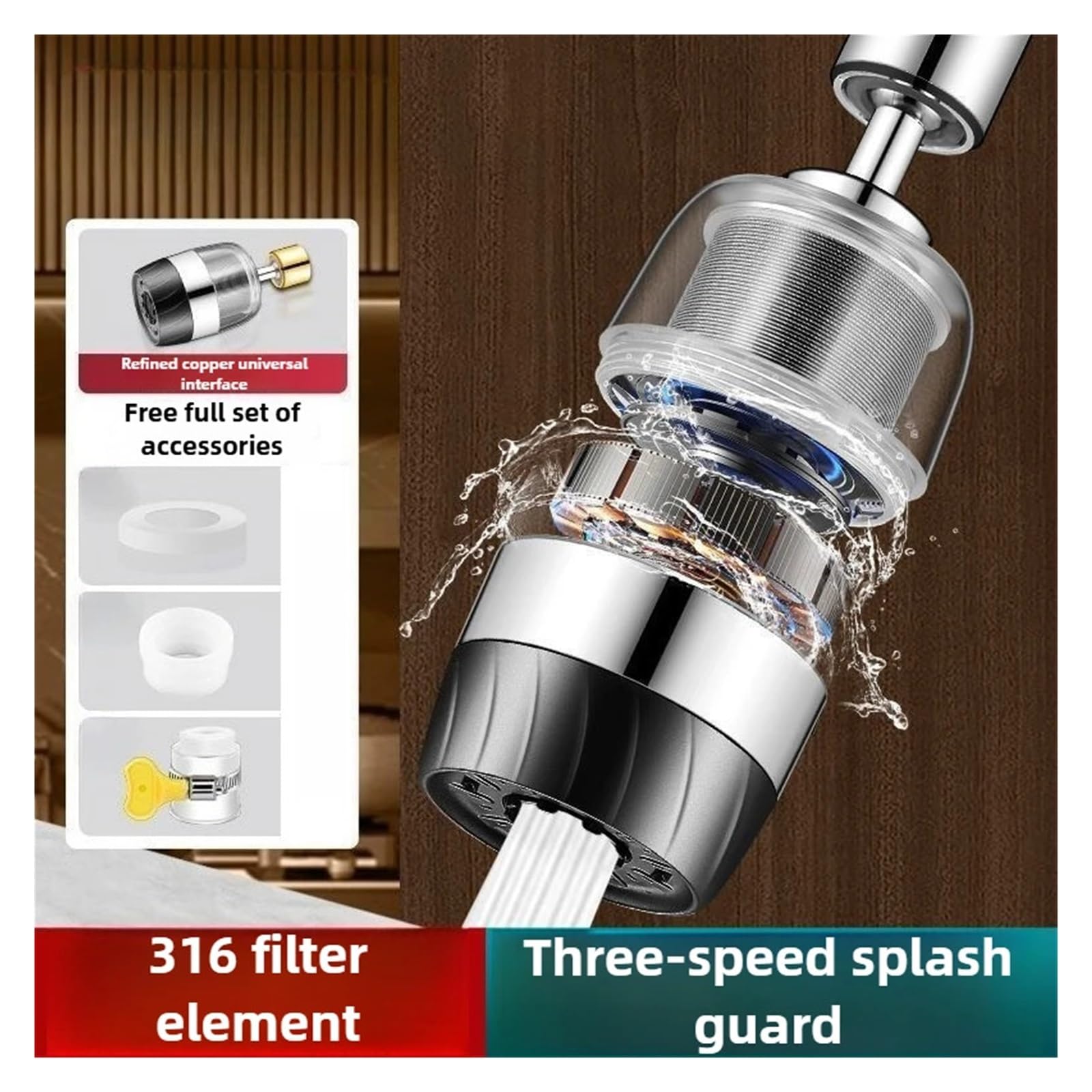 Filtre de robinet domestique en ABS/acier inoxydable