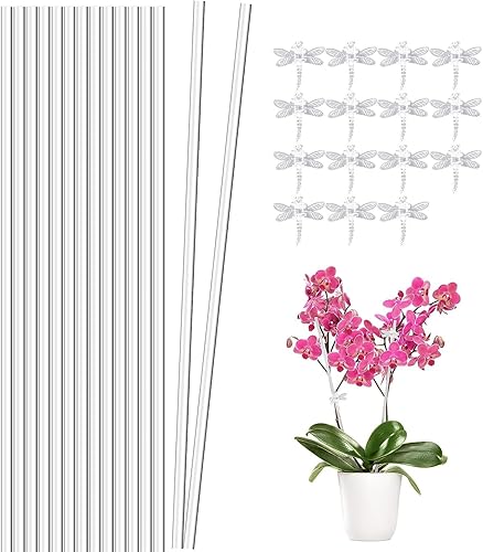 15 estacas acrílicas para plantas de 16 pulgadas, estacas de orquídeas acrílicas transparentes, estacas de soporte para plantas con 15 clips