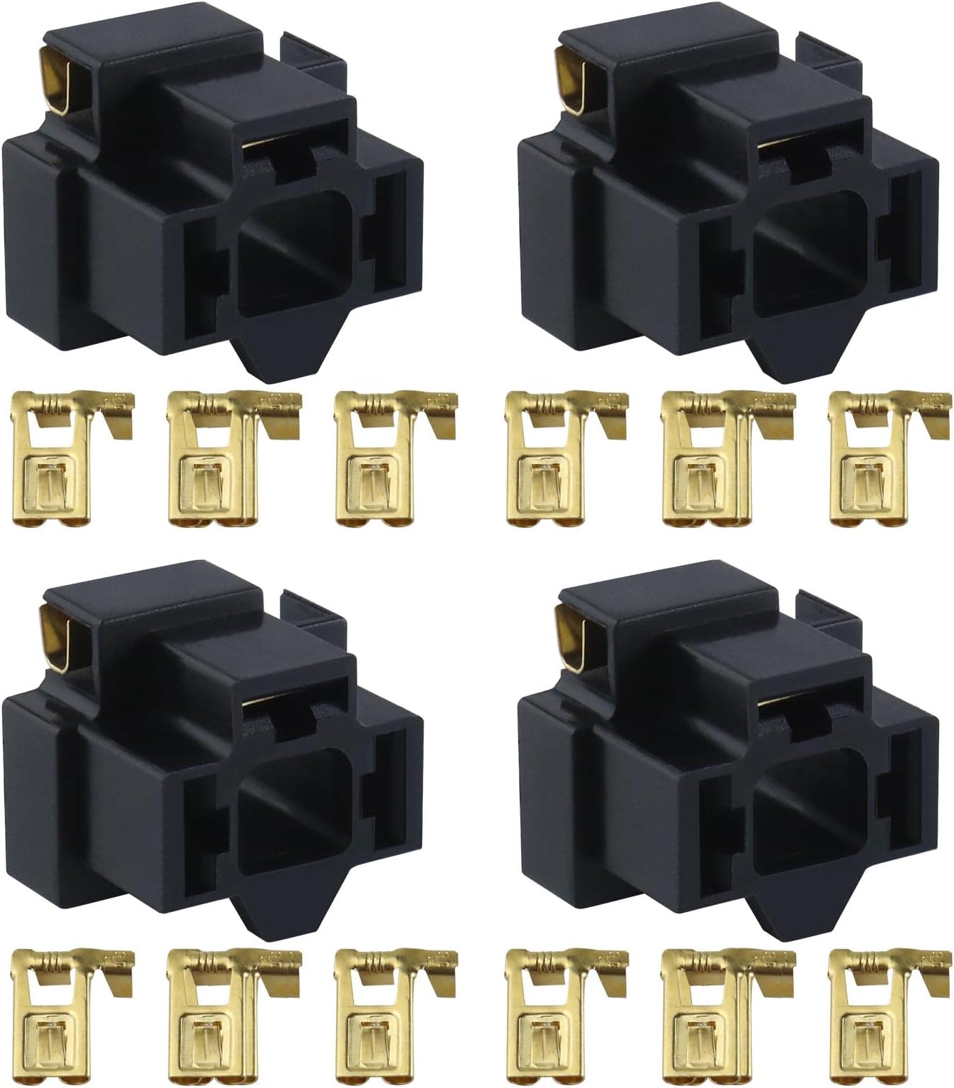 EMSea 4Pcs H4 3 Pin Headlight Connector Replacement with Terminals H4 Bulb Repair Holder Connector Plug Automotive Connector Plug 12V