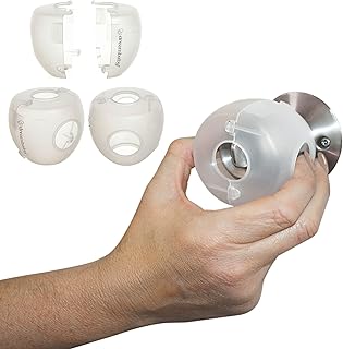 Dreambaby EZY-Fit Door Knob Child Proof Safety Covers - Fits Most Standard Doorknobs - Suitable for Push & Twist Locks - White - 3 Pack - Model L908