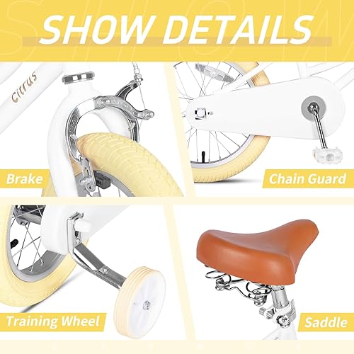Miniatura 40 de Bicicleta para niños de 2 a 12 años de edad, niñas y niños de 12, 14, 16, 18 y 20 pulgadas, bicicletas retro con ruedas de entrenamiento, anillo de