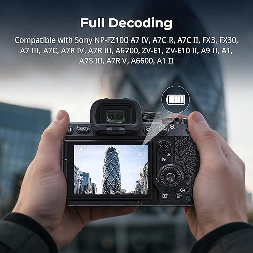 Miniatura 3 de SMALLRIG NP-FZ100 Cargador de batería para Sony, 18W 2.5h Cargador de cámara de doble ranura con pantalla HD, compatible con Sony Alpha A7V A7III