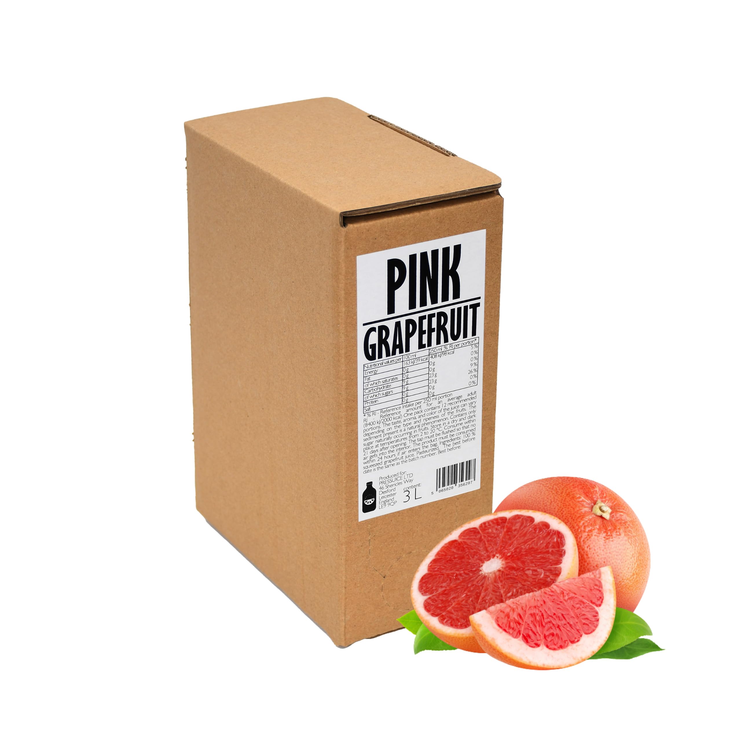 PRESSUICE Fresh Pink Grapefruit Juice not from concentrate | 1 carton 3 liters Fruit Juices NFC | Pressed Grapefruit Semi Sweet Drink | No added Sugar | Natural Sugar Free Press | Soft drinks