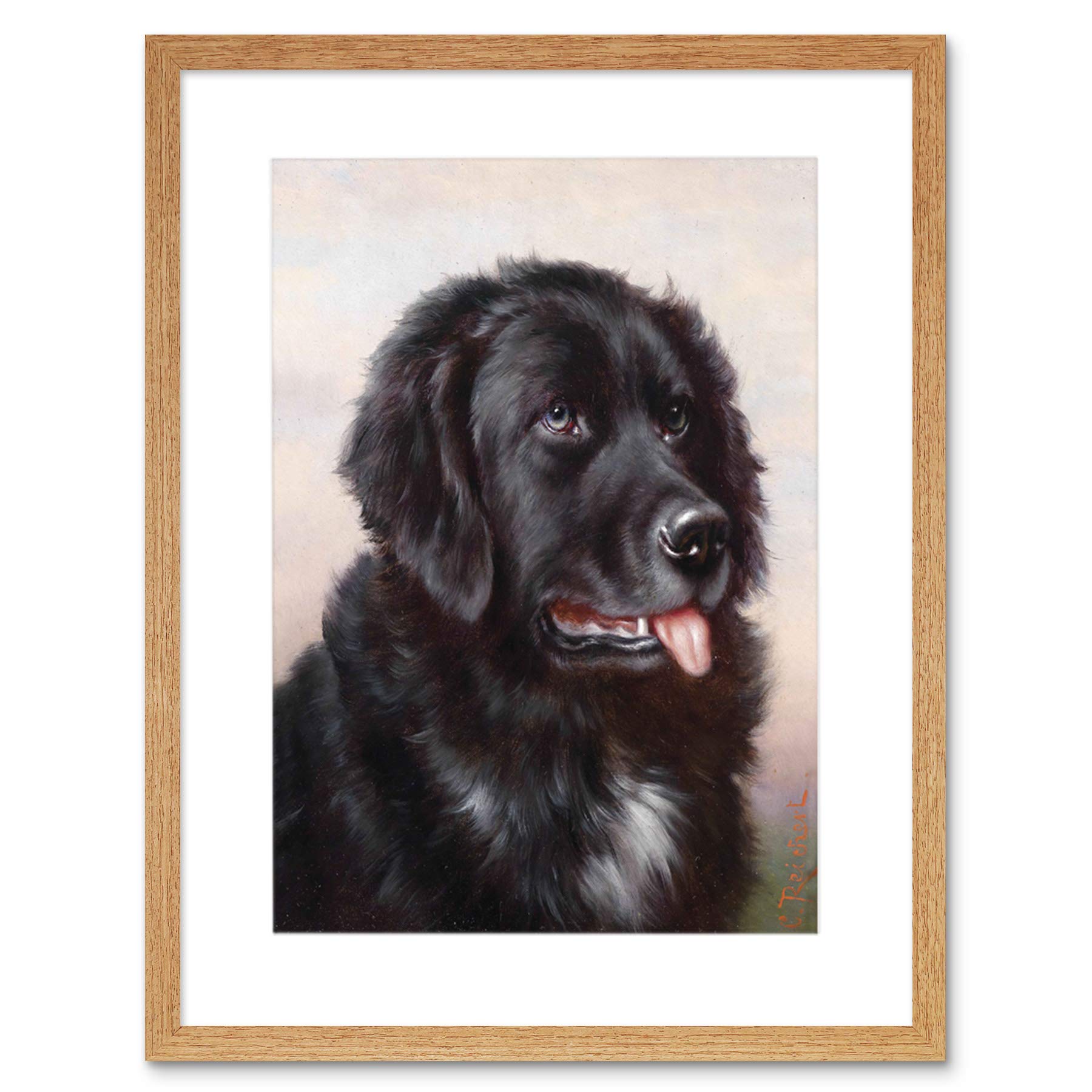 Wee Blue Coo Painting Animal Reichert Newfoundland Dog Hound Framed Wall Art Print