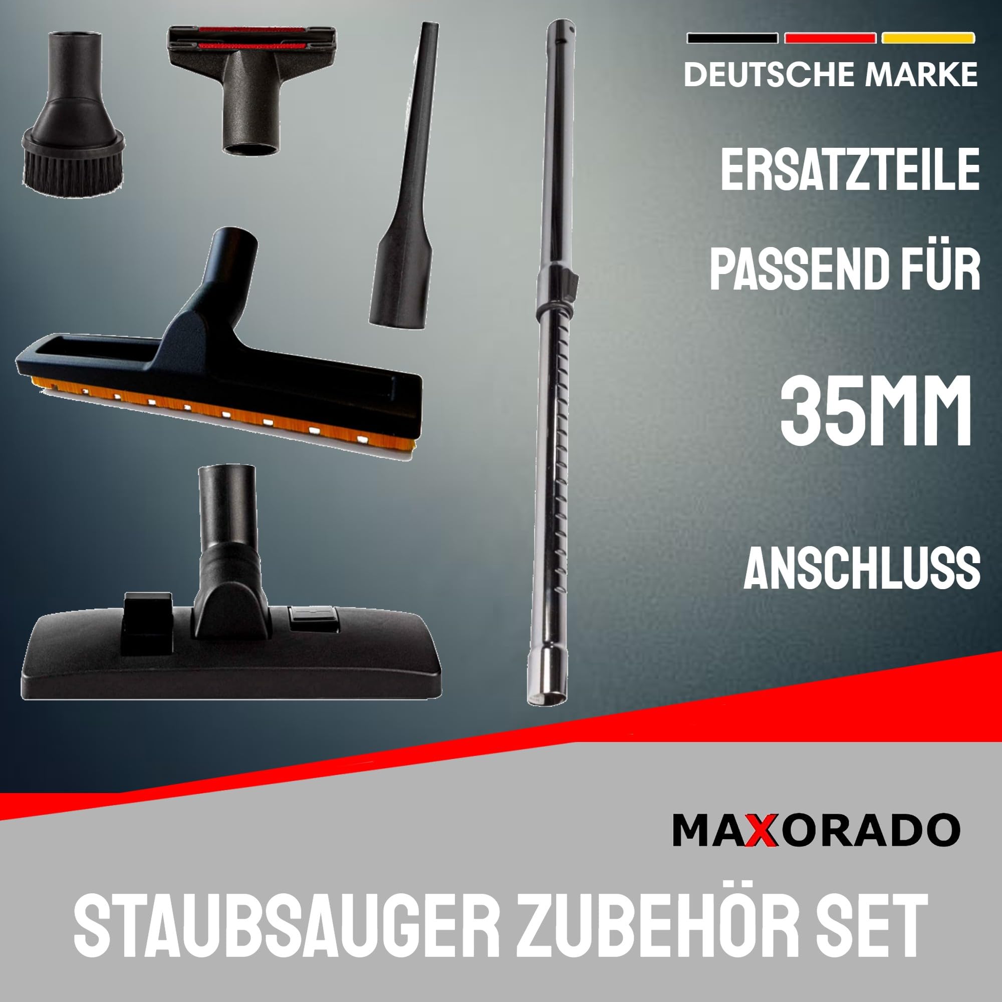 Juego de accesorios XL I 35 mm de tubo de aspiradora, boquilla combinada, cepillo para el polvo, boquilla para juntas, cepillo para muebles, tubo para aspiradora industrial Bosch Gas 20 L SFC