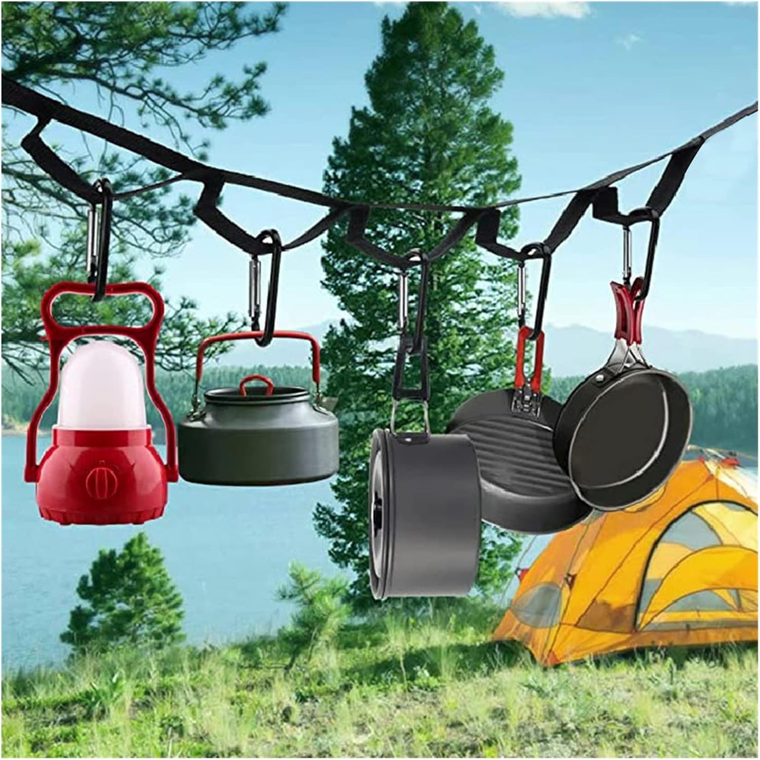 Hammock Straps-2pcs Camping Polyester Hammock Straps Outdoor Hiking Hammock Hanging Rope Belt (Color : Black)