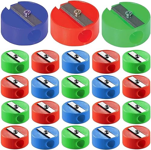 AKOAK 36 sacapuntas de lápices, mini sacapuntas manual redondo, sacapuntas de bolsillo de plástico de un solo agujero, adecuado para preescolar,
