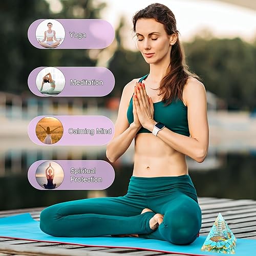 Miniatura 4 de Generador de energía de cristales de pirámide de cristal de orgonita, turquesa para atraer riqueza, éxito y prosperidad utilizado para meditación y