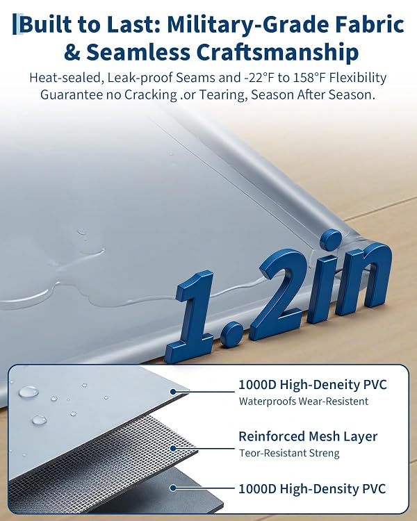 Garage Floor Mat Waterproof, 1.2" Raised Edge Containment Mat for Under Vehicle, 1000D PVC Non-Slip Automotive Mat for Snow Rain Mud Protection, Includes Squeegee & 8 Fixing Straps, 4 Large Sizes Avai by GarveeTech - Used condition - Image 3