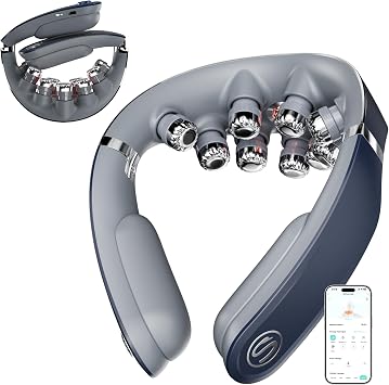 SKG G7 Pro Fold Neck Massager for Strain Relief Deep Tissue with Heat and Vibration Cordless Travel Massager, Fathers Day Dad Gifts Foldable Neck Massager for Office Home Car Travel