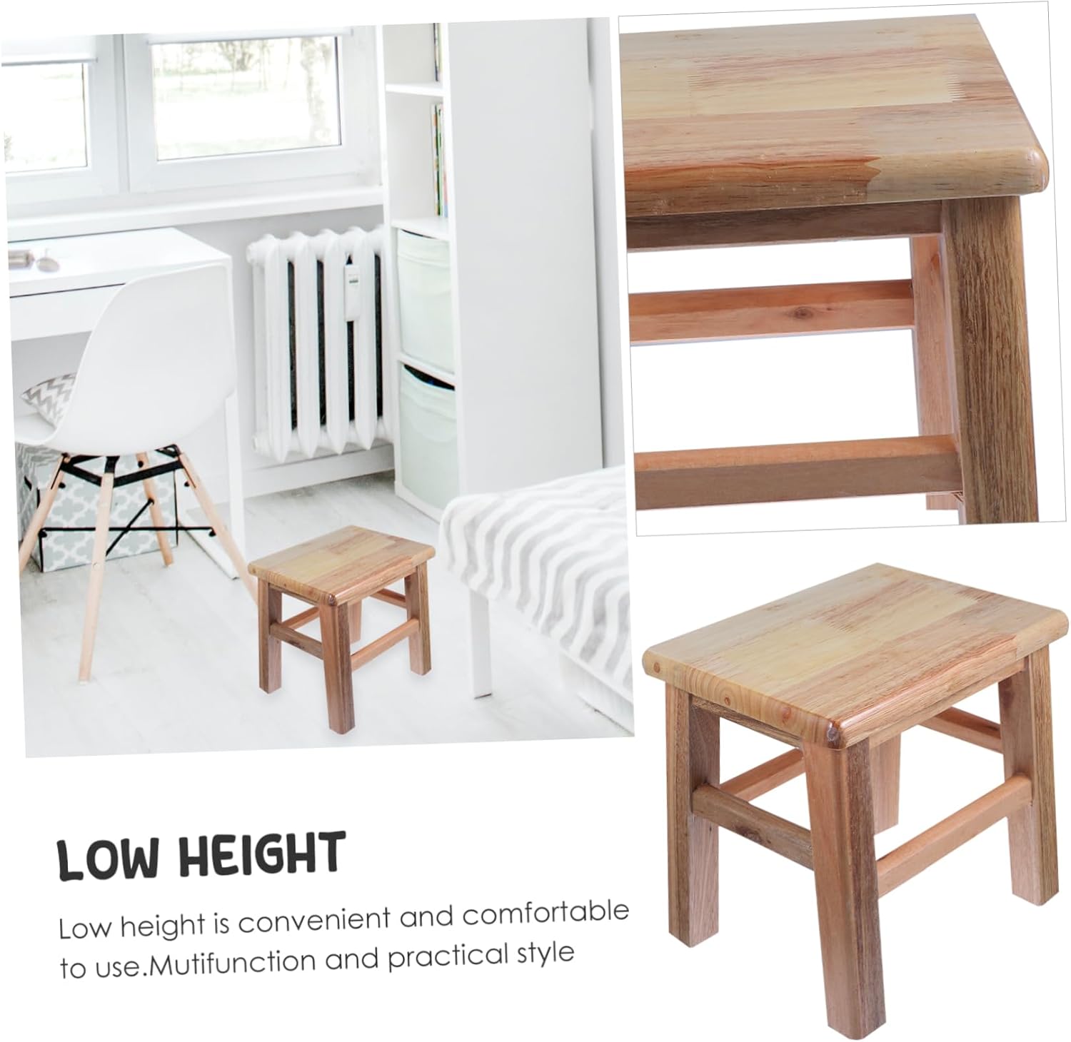 Children's Stool Solid Wood Small Stool Multi-Function for Kitchen Garden Living Room