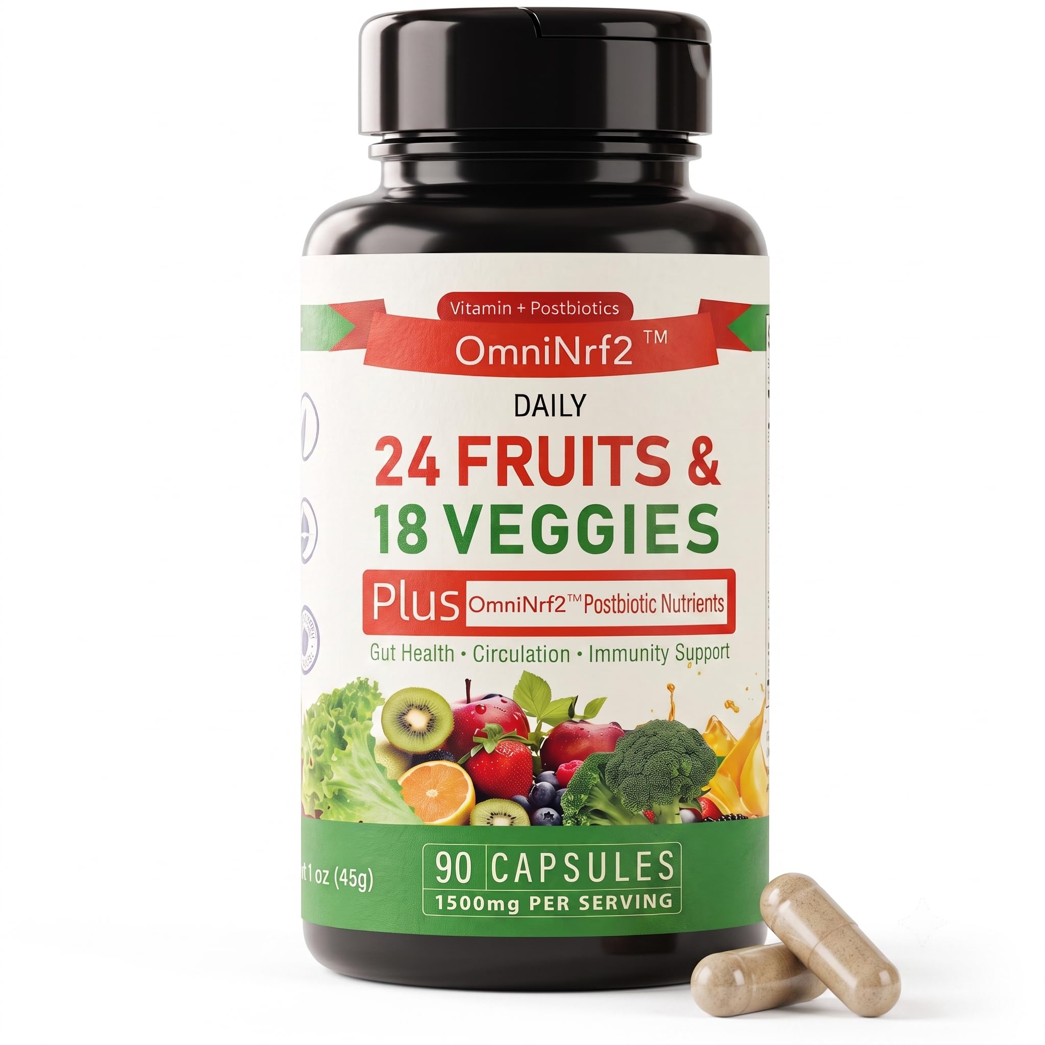 OmniLife KB120 Liver Support NRF2 Superfood Powder | 24 Fruits & 18 Vegetables Whole Food Greens Supplement, Antioxidant Activator for Cellular & Liver Health