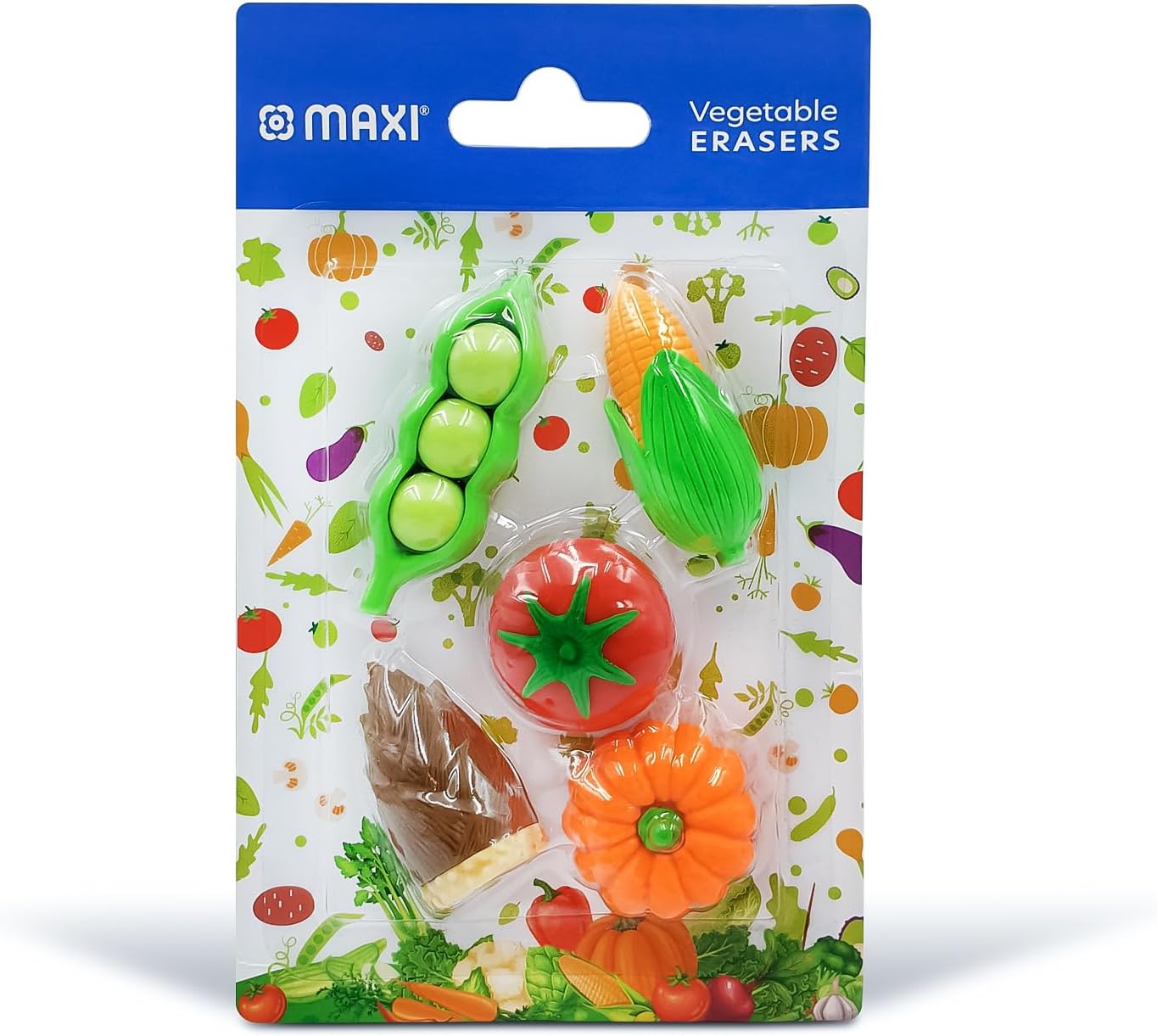 Maxi 5pc 3D Vegetables Eraser, 3D Mini Erasers Assorted Erasers for Birthday Party Supplies Favors, School Classroom Rewards, And Novelty Toys
