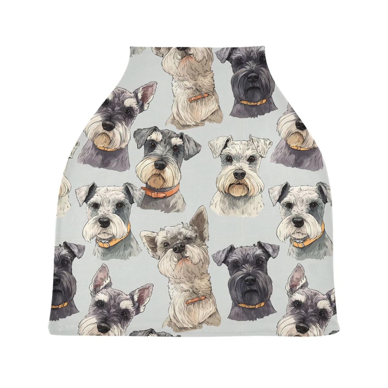 Baby Car Seat Canopy Covers Cute Fun Miniature Schnauzer Dogs Nursing Breastfeeding Cover Multi-use for Infant Newborn Stroller Carrier Shopping Cart
