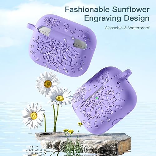 Miniatura 3 de Compatible con Airpods Pro de 2 generación y funda para Airpod Pro, funda de silicona con grabado de girasol, compatible con Apple Airpods Pro 2 USB