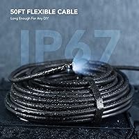 Vista 8 de Cámara endoscopio de triple lente con luz con cable semirrígido de 50 pies, cámara de inspección de alcantarillado DEPSTECH con pantalla IPS de 5