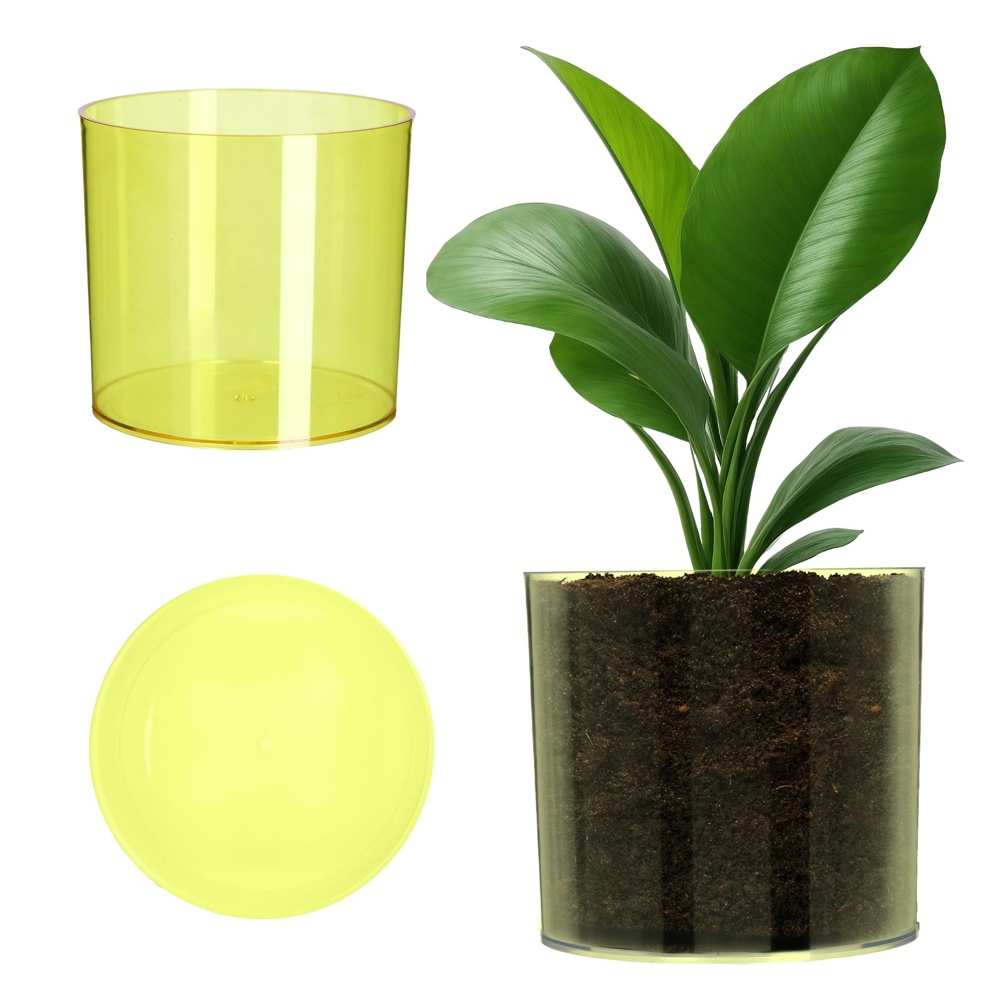 Gelber Pflanztopf Aus Kunststoff – Modern, Mit Innenstufe & Ablaufloch, 14 Cm