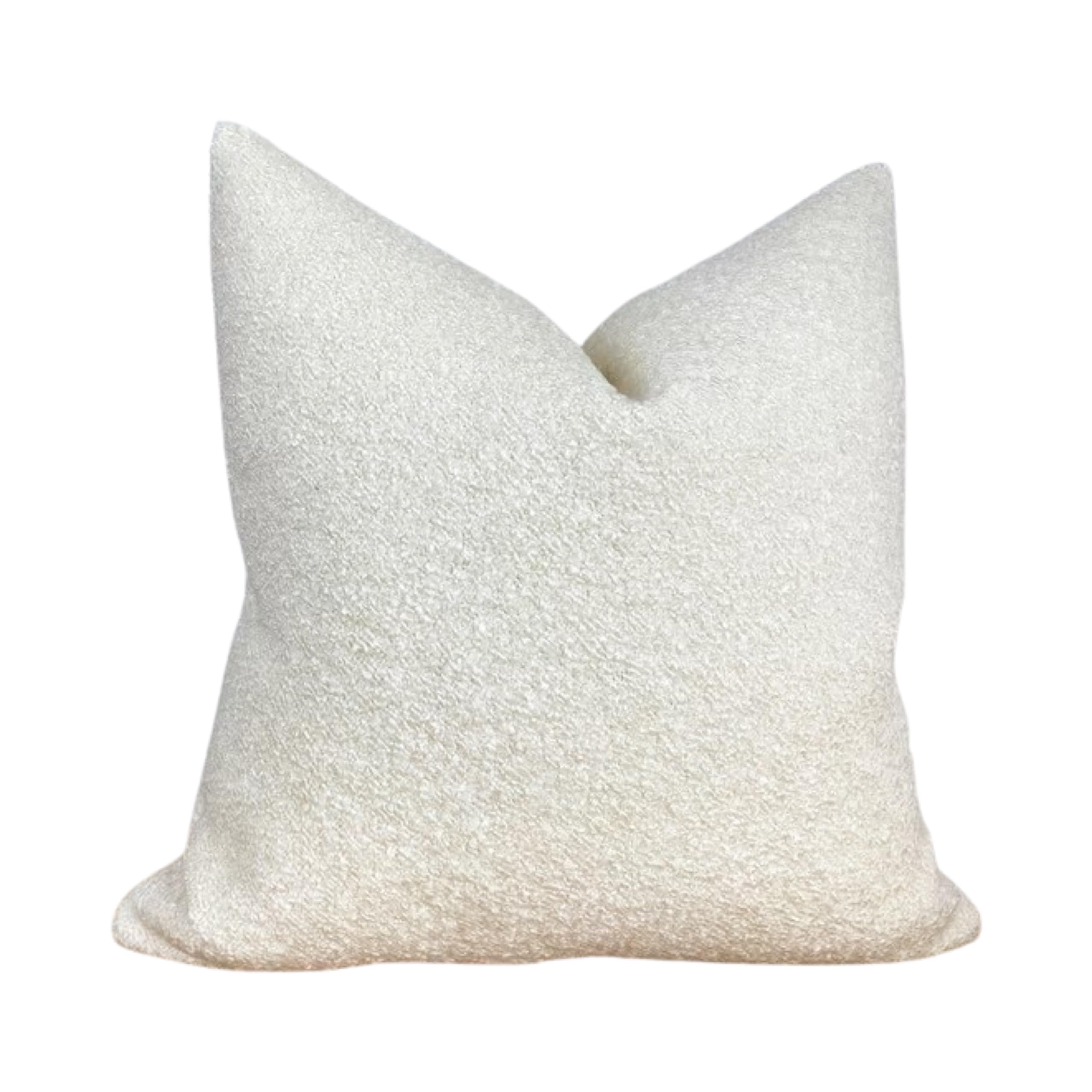 WWW.THROWPILLOW.IN Luxury Boucle Throw Pillow Cover - Textured Square Sofa Couch Accent Case for Elegant Decor in Living Room and Bedroom (12x12 Inches, White)