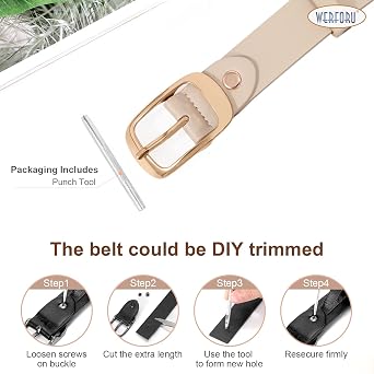 WERFORU Plus Size Belt for Women Leather Belt with Metal Buckle Ladies Casual Belt for Jeans Pants