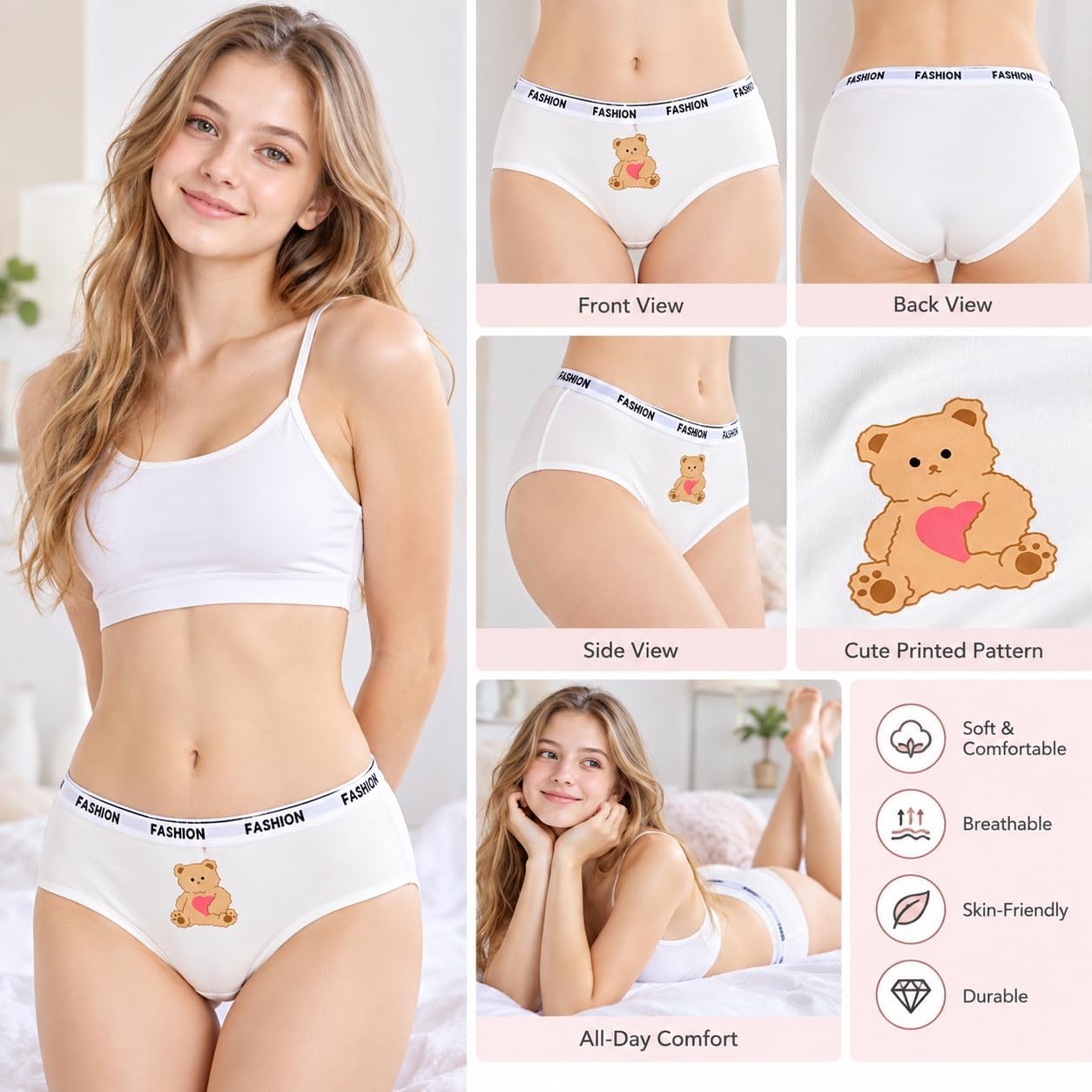 Girls' underwear, soft, quick-drying underwear, mid-rise briefs