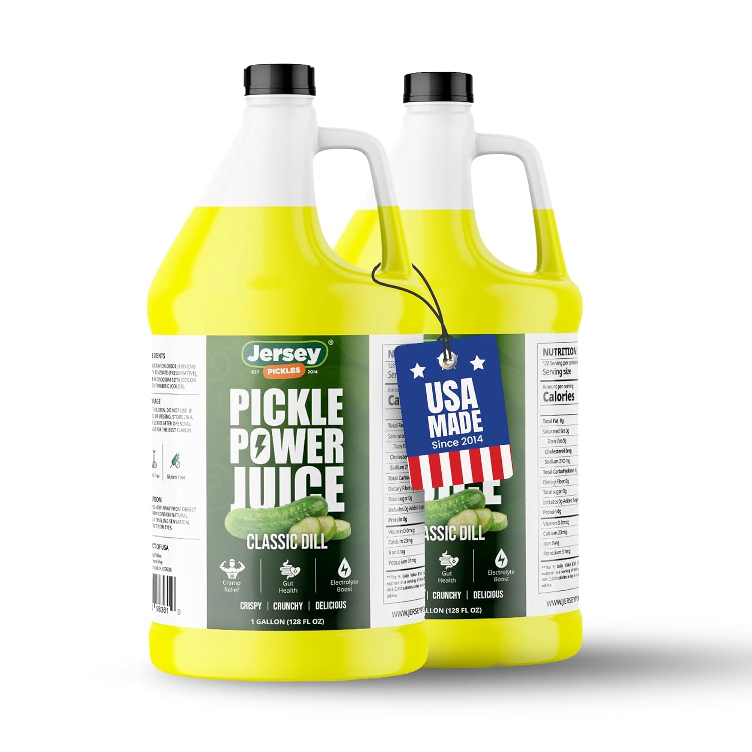 Jersey Pickles – Pickle Power Juice Classic Dill | Pickle Juice with Electrolytes for Hydration | Vegan, Gluten Free (2 Gallon, Classic Dill)