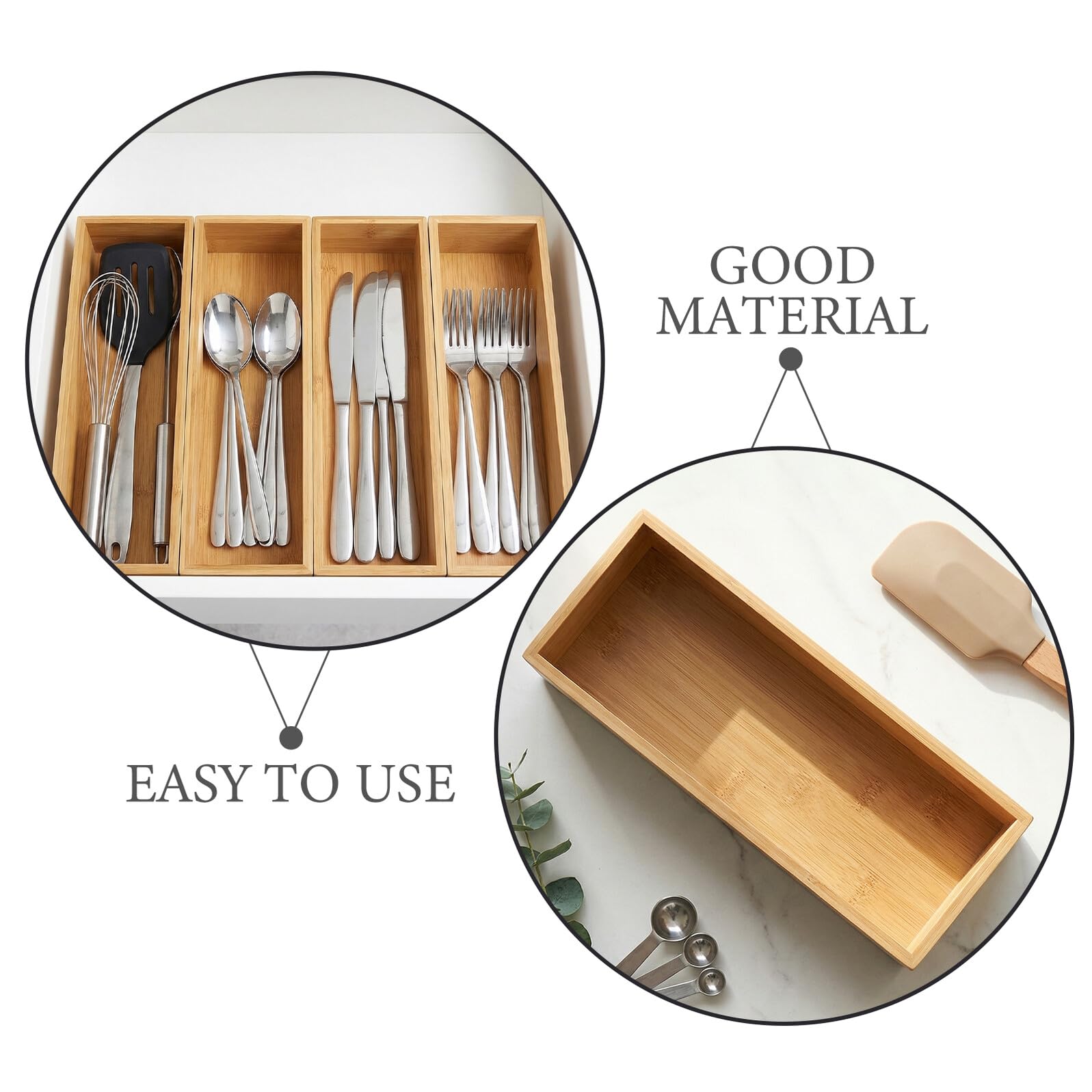 Operitacx Organizer per Cassetto in Bambù 4pezzi Moderno Design Aperto per Cucina Ufficio e Casa Funzionalità Versatili