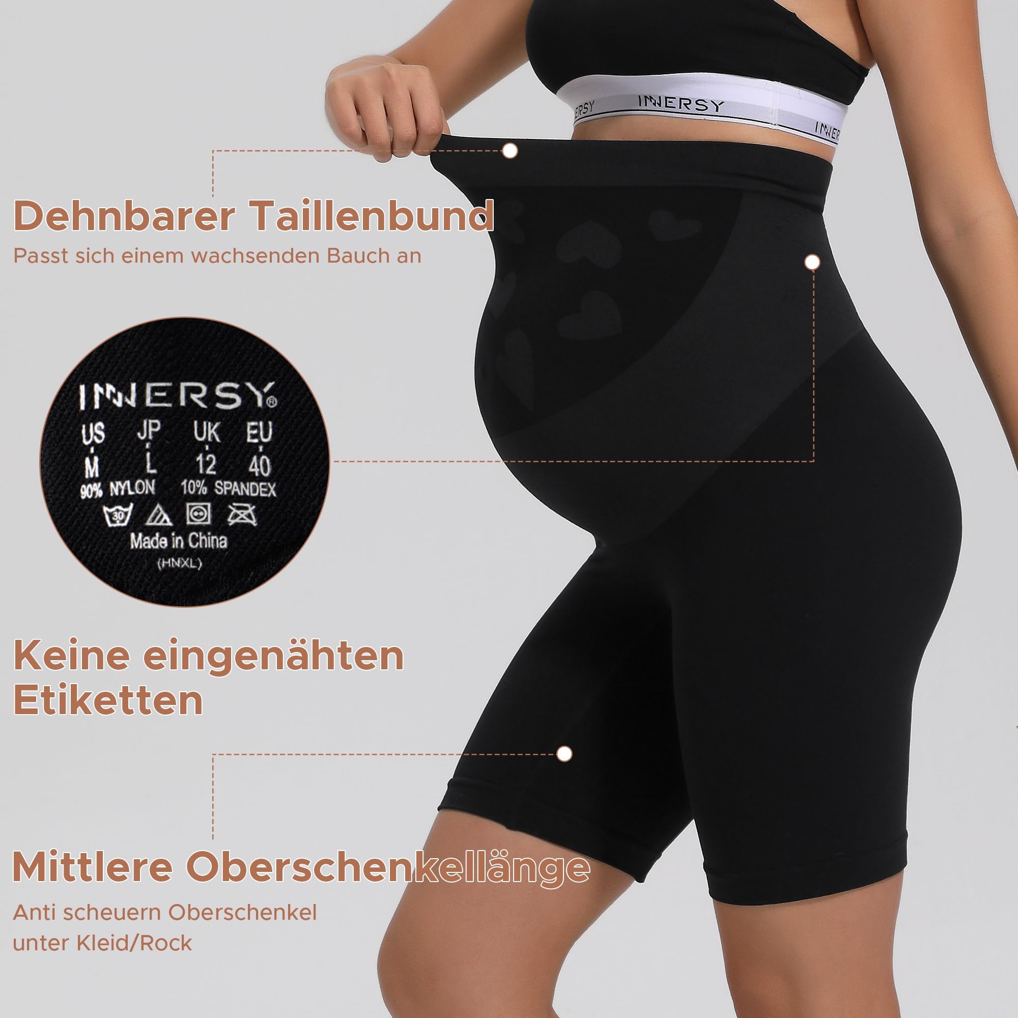 INNERSY Umstandshose Kurz Unter Kleid Schwangerschaft Anti Chafing Shorts Überbauch Umstandsunterhosen - 5