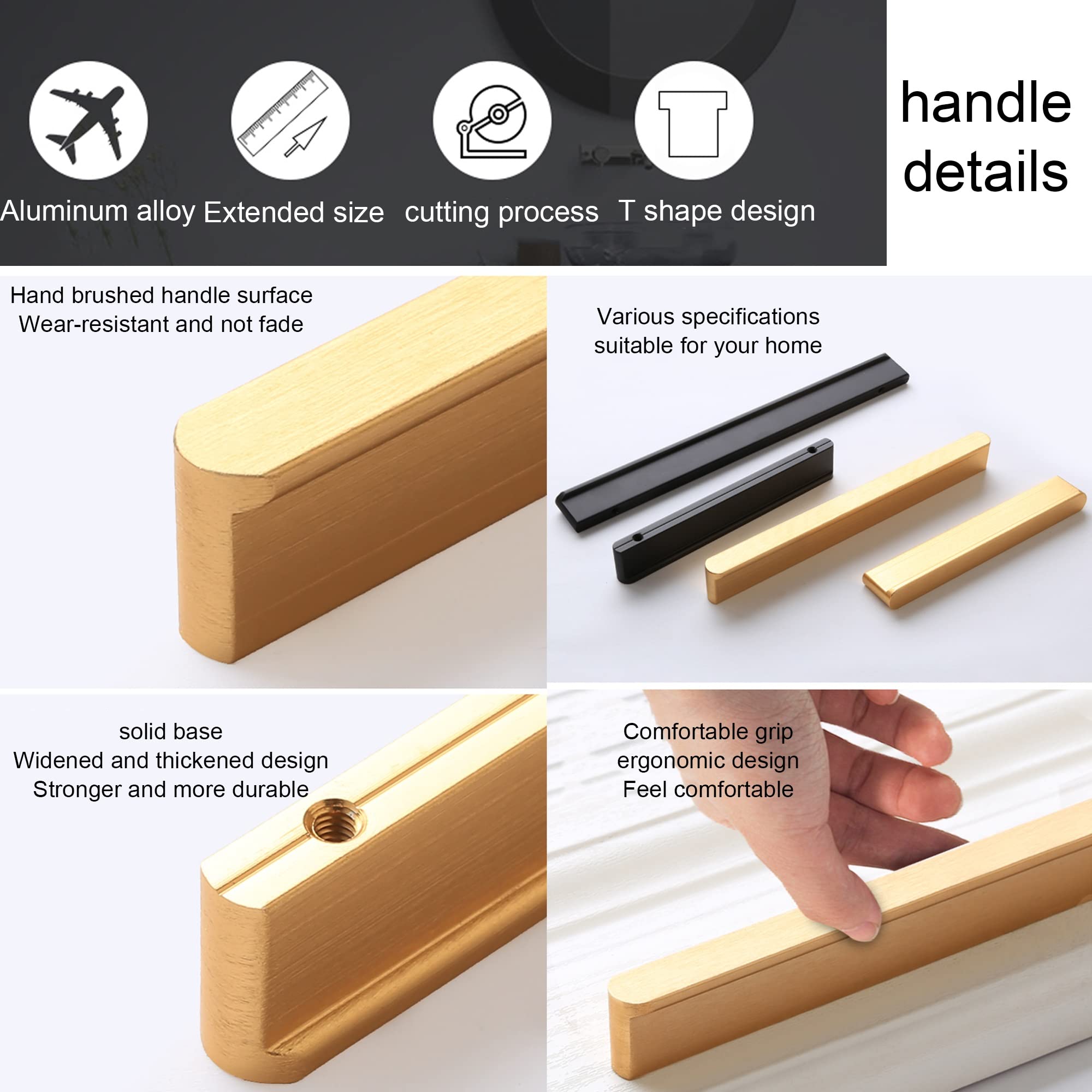30pcs poignee de meuble cuisine Distance de trou 128mm poignées en laiton élégantes et robustes pour les cuisines et les meubles de chambre à coucher ( Color : Gold-30 pack , Hole spacing : 352 mm )