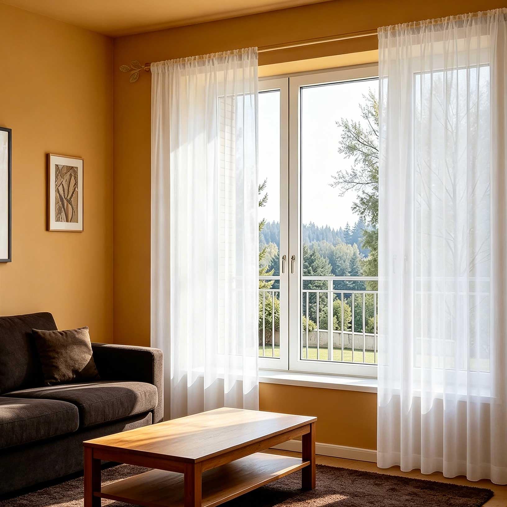 Cortinas salón modernas traslúcidas para ganar luz natural y privacidad en el hogar