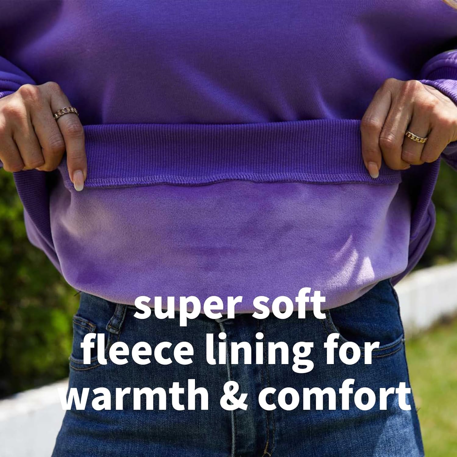 Women's Oversized Crewneck Sweatshirt, Thickened with Fleece, Star Sleeves, Long Sleeve Pullover Top - Image 4