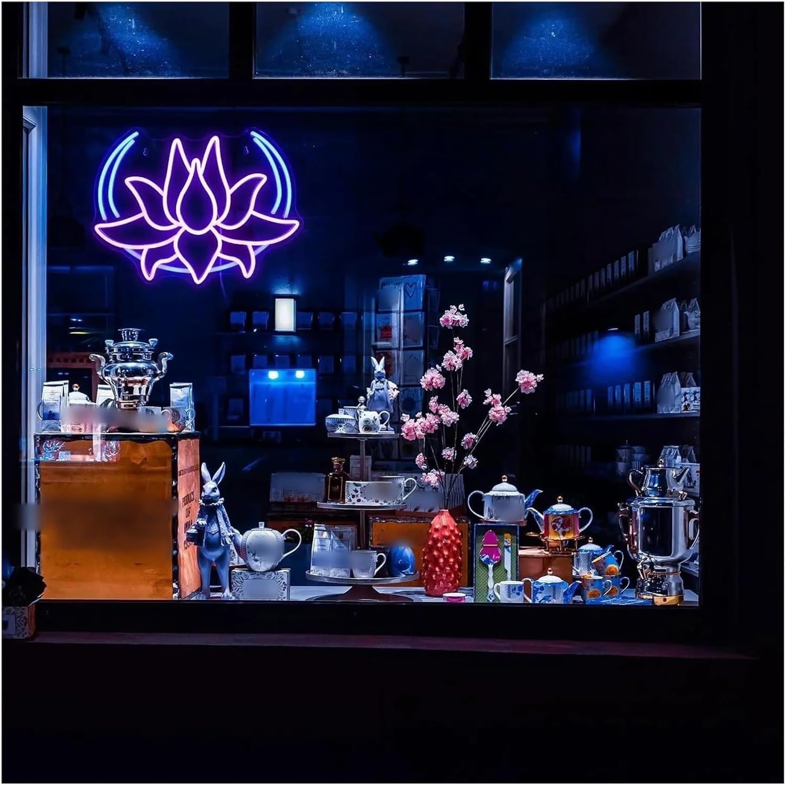 Per insegna al Per neon a forma di fiore loto per decorazione murale luce dimmerabile
