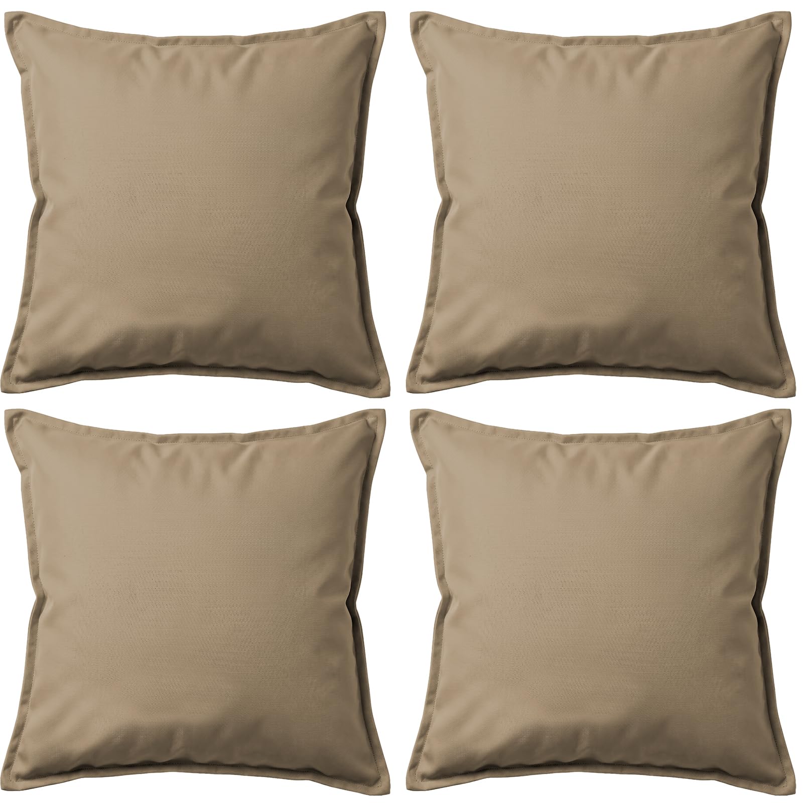 4 Pack Waterproof Outdoor Garden Furniture Seat Cushion 45x45cm Decorative Throw Pillow, Filled Cushion Cushion Covers 18"x18" for Garden Sofa Chair Livingroom Bedroom Patio (Mink)