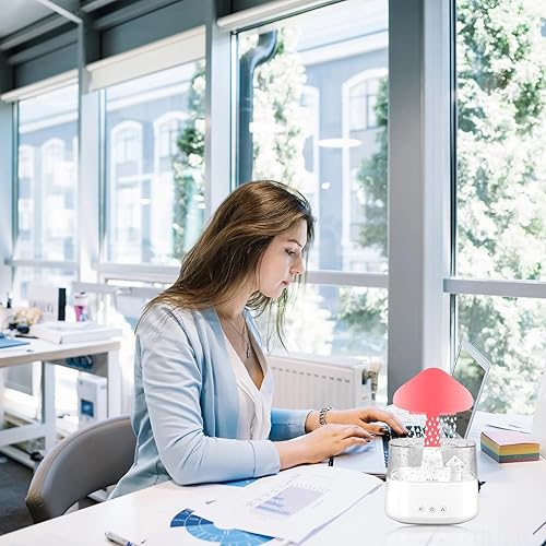 Miniatura 6 de Humidificador de nube de lluvia con 7 luces de colores, difusor de lluvia y nube, lámpara de cascada, humidificador de nube de lluvia relajante,