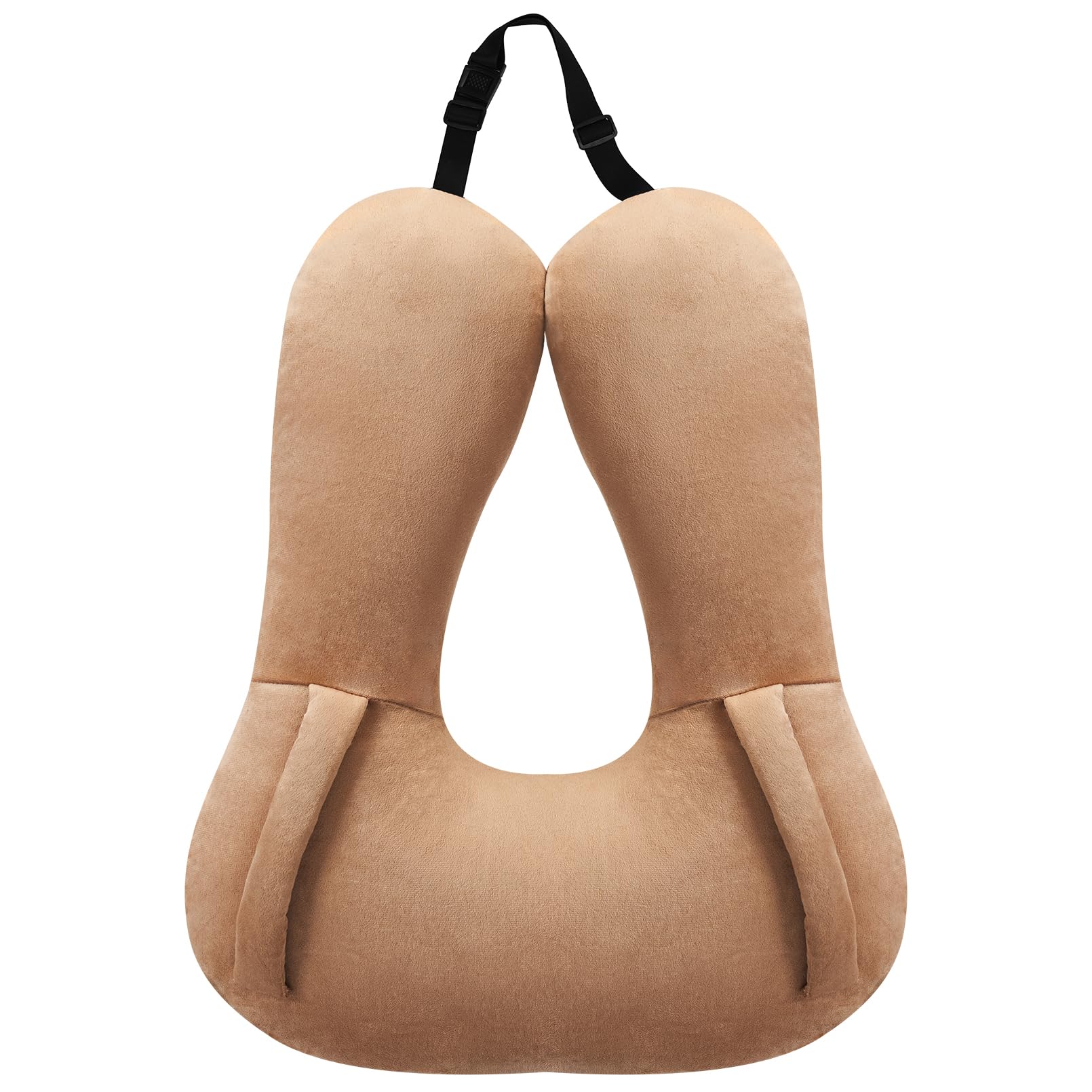 Innokids Oreiller de Voyage pour Enfants avec Repose-Mains (Brun) | Housse en Velours Doux, Soutien Ergonomique du Corps pour garçons, Filles et Adultes Lors de Longs Voyages