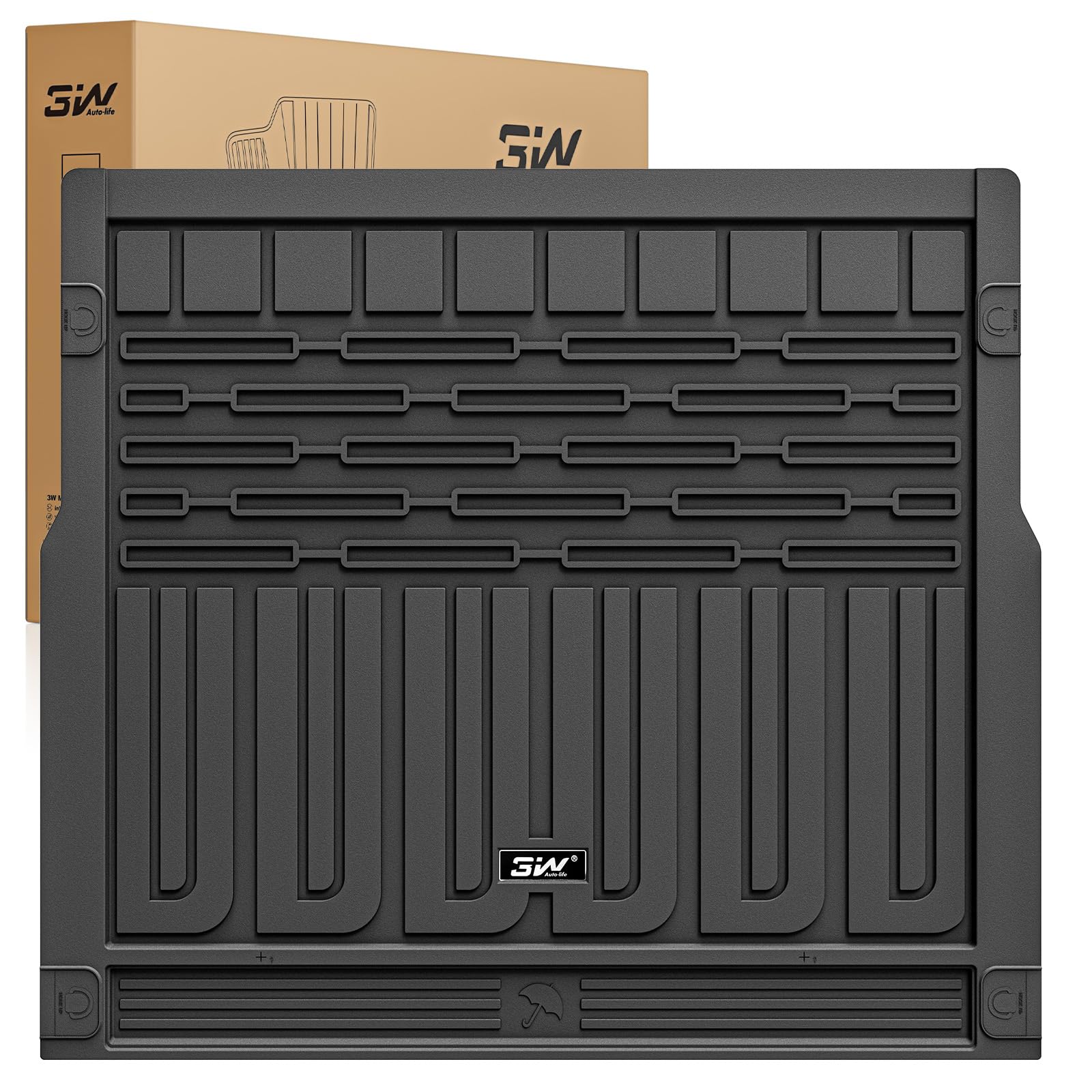 3W Cargo Liner Fit for Range Rover Sport 2023 2024 2025(Not for Range/Land Rover Discovery Sport) Anti-Slip OdorlessTPE All Weather Custom Fit for Land RoverSport Full Set Car Liners Black