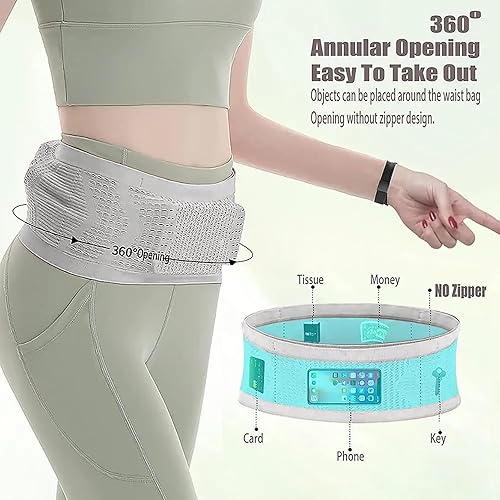 Miniatura 5 de Cinturón unisex para correr, transpirable, deportivo, malla 3D, capacidad ligera, para correr, para hombres y mujeres, Gris, Elástico