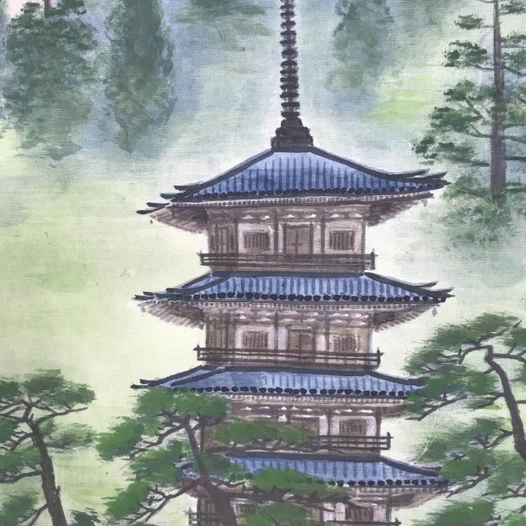 Amazon.co.jp: 伊藤晃珠 奈良五重塔風景図 山水図 塔山水図 掛け軸AB  