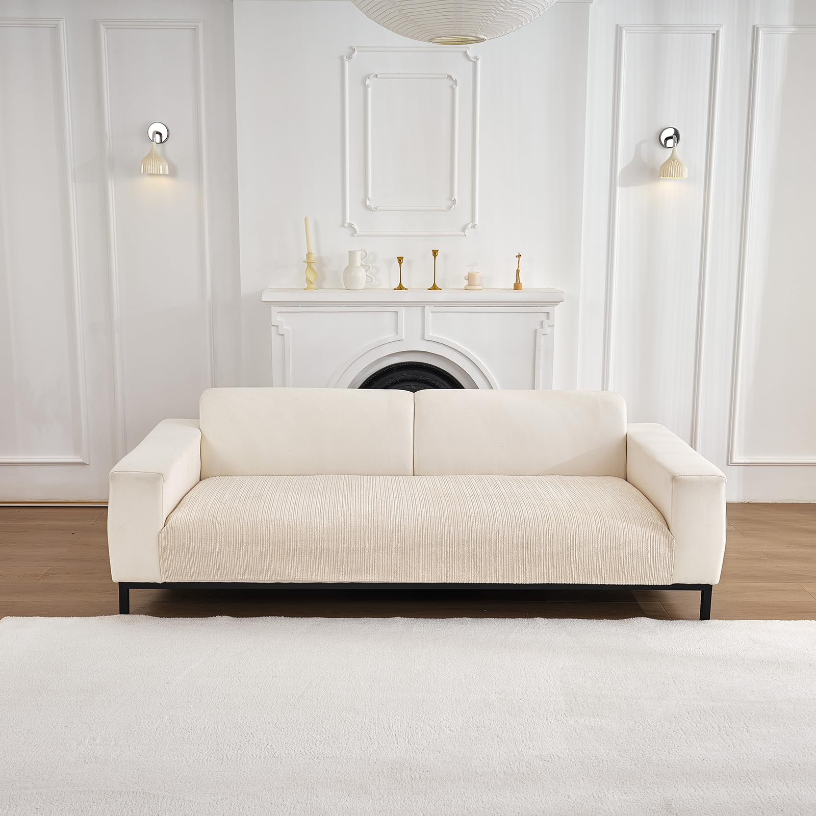 Topchances Soft Chenille Sofa Cover - New Non-Slip Sofa Covers 1 2 3 Seater, Couch Covers for Sectional Sofa, Universal Couch Cover, Sofa Cover L Shape Furniture Protector for Living Room(Milk White) — image 1