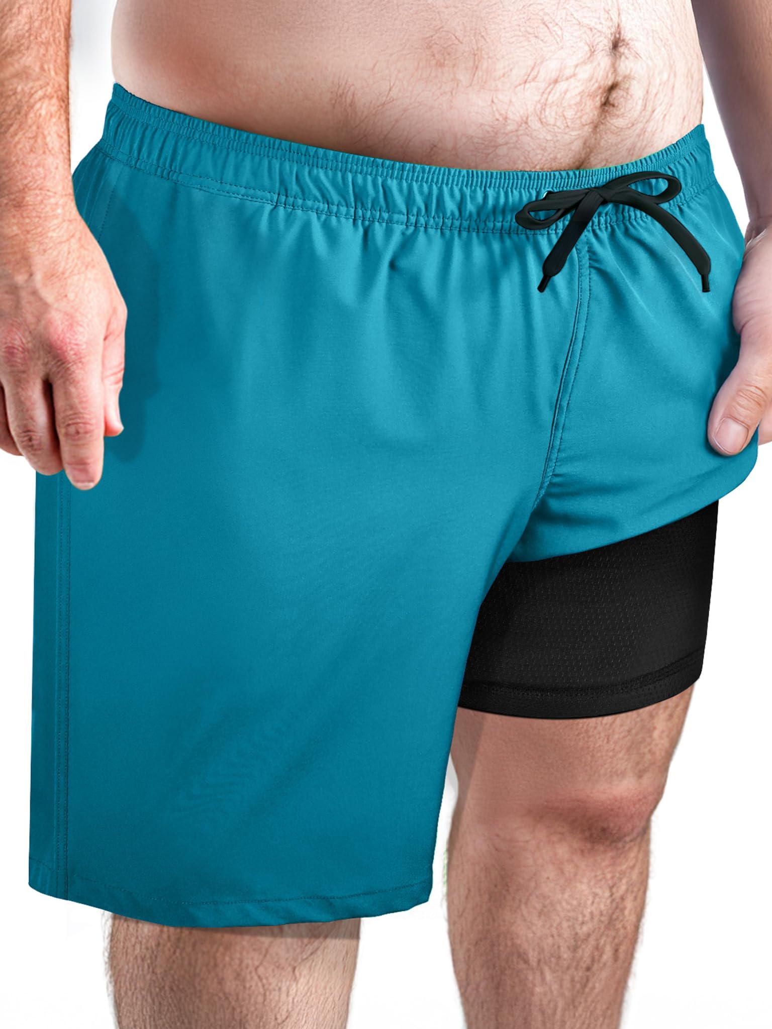 Arcweg Traje de baño grande y alto para hombre, talla grande, con forro de compresión y bolsillo con cremallera