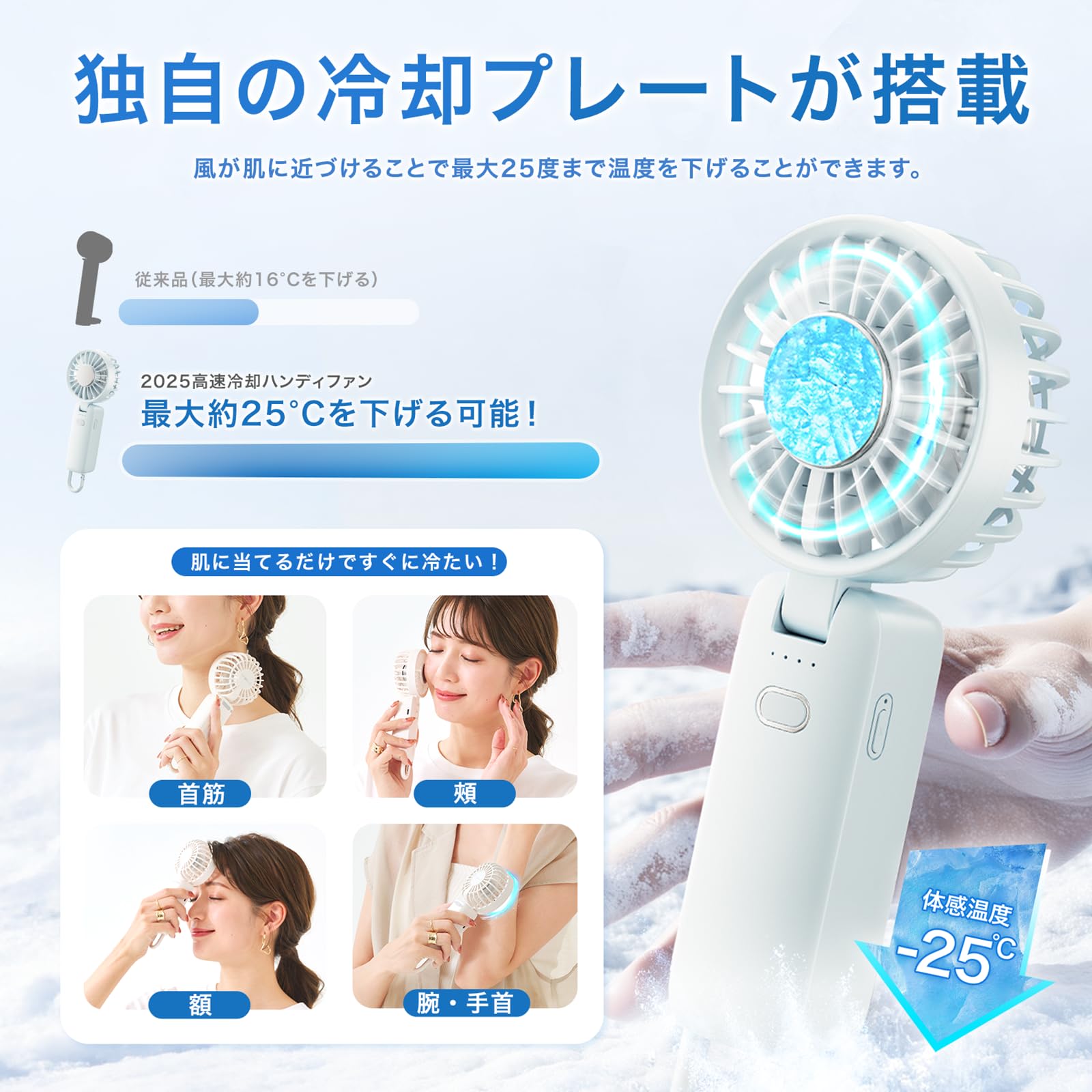 Amazon | CICIBELLA ハンディファン 冷却プレート【3WAY仕様・-25℃瞬間