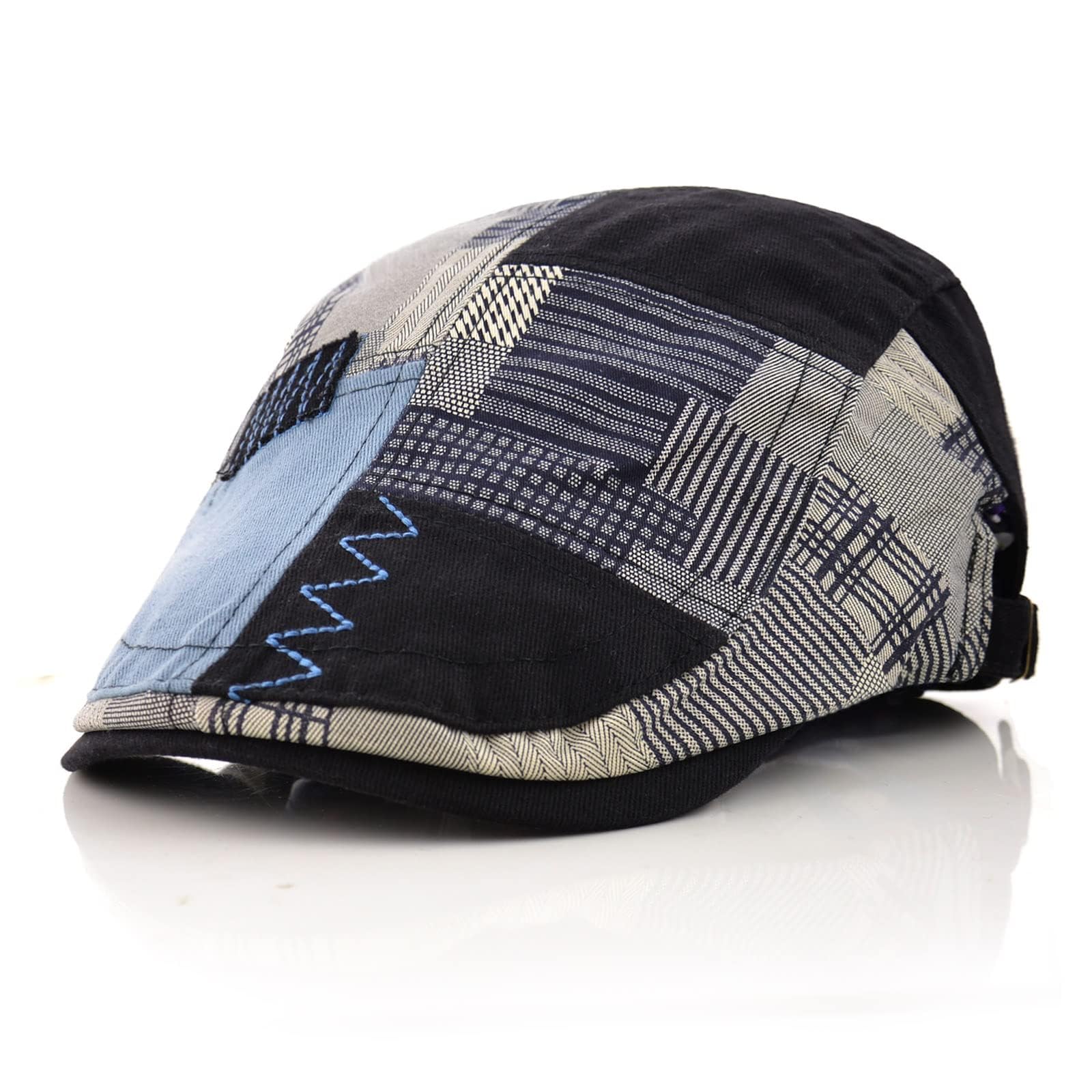 M Men's Beret Hat Cotton Buckle Adjustable Newsboy Hats Cabbie Gatsby Cap