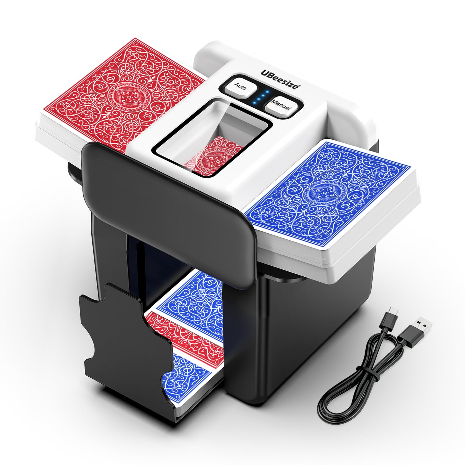 UBeesize Shuffler Automatique de la Carte avec Modes Doubles, Rechargeable 1-4 Decks Card Shuffle Machine
