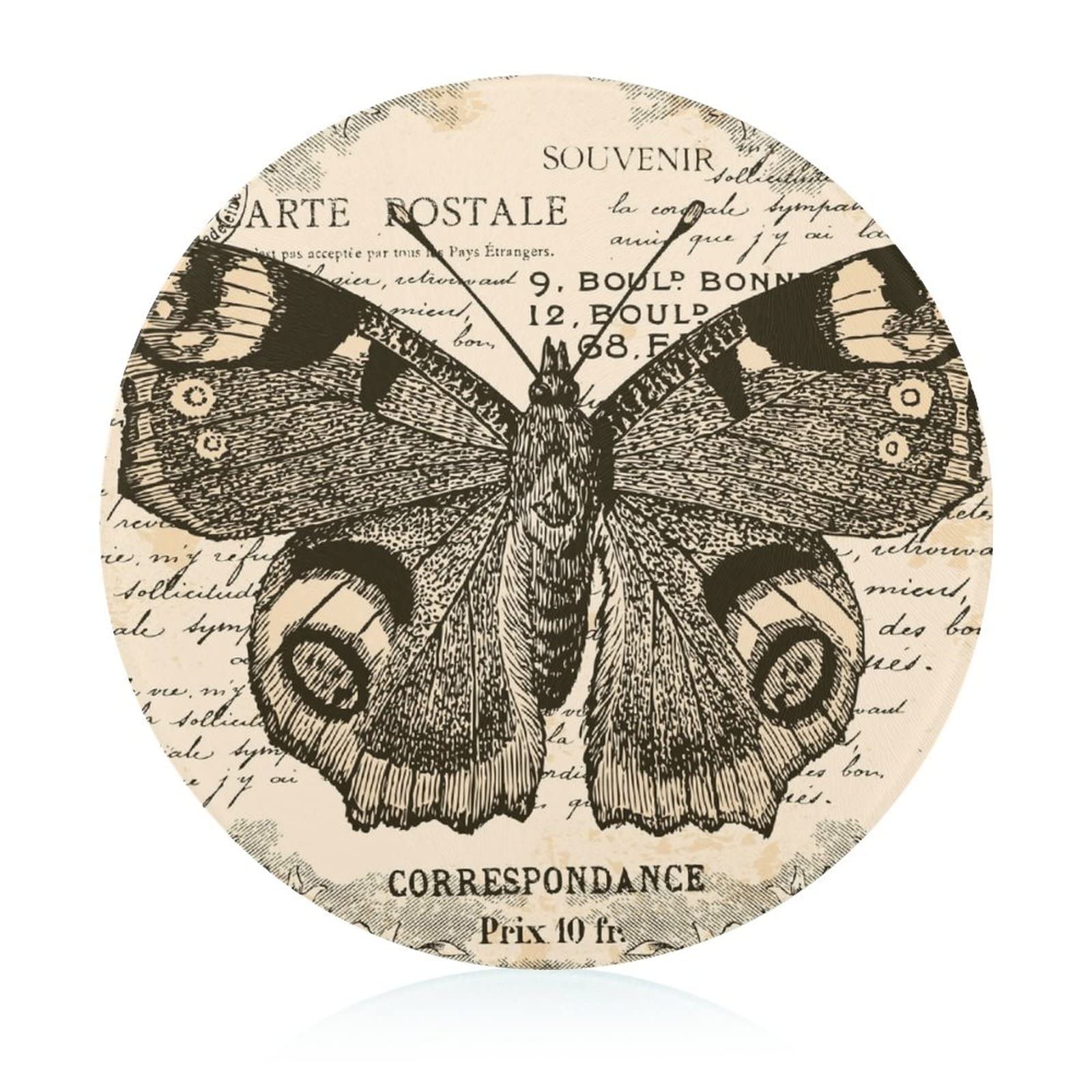 Plaque de cuisine en verre trempé 20 cm style rétro papillon antidérapant