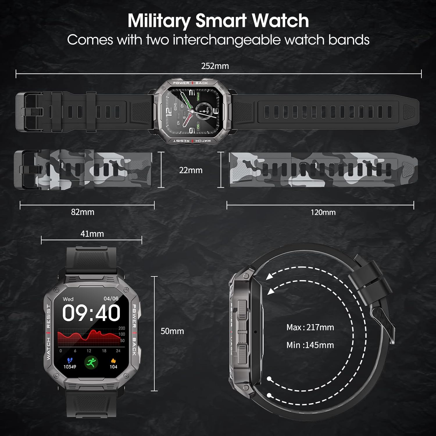 DEKELIFE G68 Smartwatch dimensions and strap details