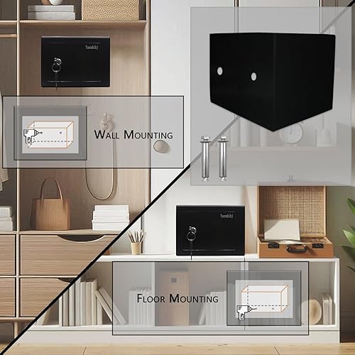 Miniatura 4 de Yuanshikj Caja de seguridad con cerradura de llave, caja de seguridad de acero, 0.23 pies cúbicos, 9.1 pulgadas de ancho x 6.7 pulgadas de