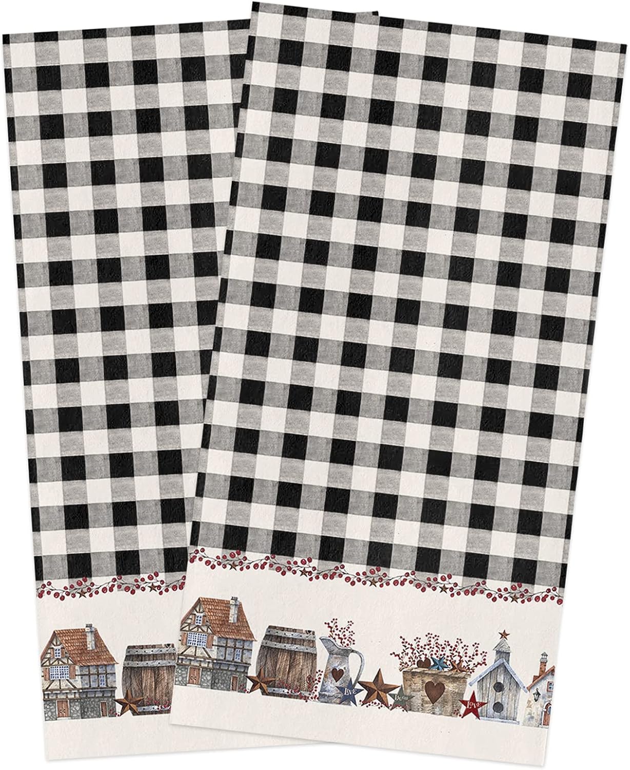 LEOKOTI Country Star Kitchen Towels, Absorbent Dish Cloths Hand Towels for Bathroom