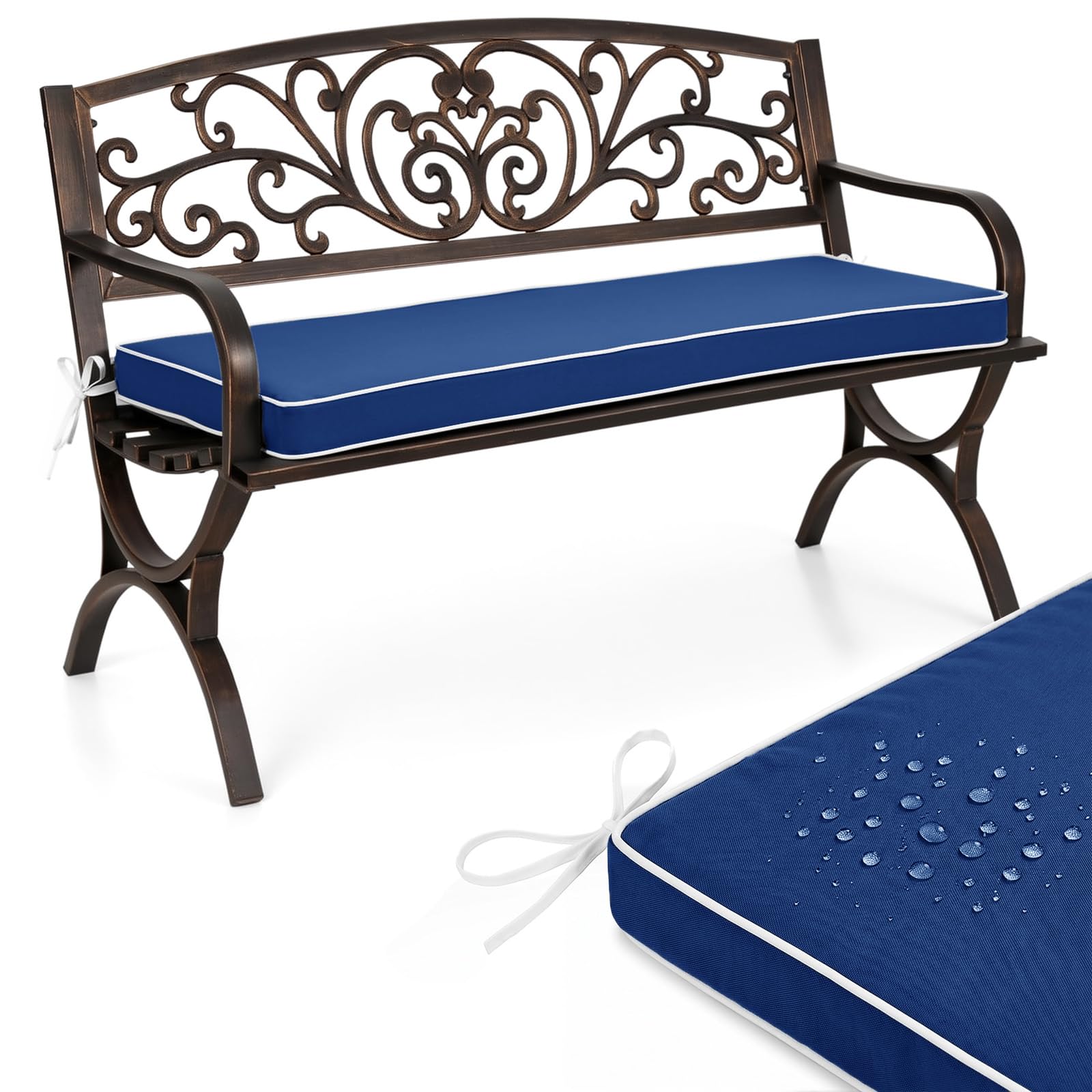 PTKG Outdoor Cushions 5cm Thick Double Piping Waterproof Outdoor Bench Cushions 2/3/4 Seater 50d High Density Foam Removable Zipper Cover for Garden Patio Window Seat Porch