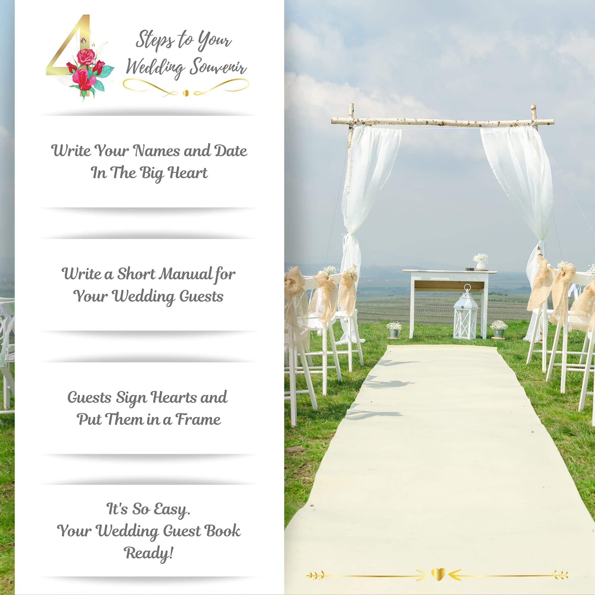 Wedding Gästebuch Hochzeit mit Holzherzen I Perfekt Hochzeitsdeko I 101 Herzen I Holzen Rahmen zum Befüllen I Hochzeitsgästebuch mit Ständer und Informationstafel I Geschenk zum Hochzeitstag