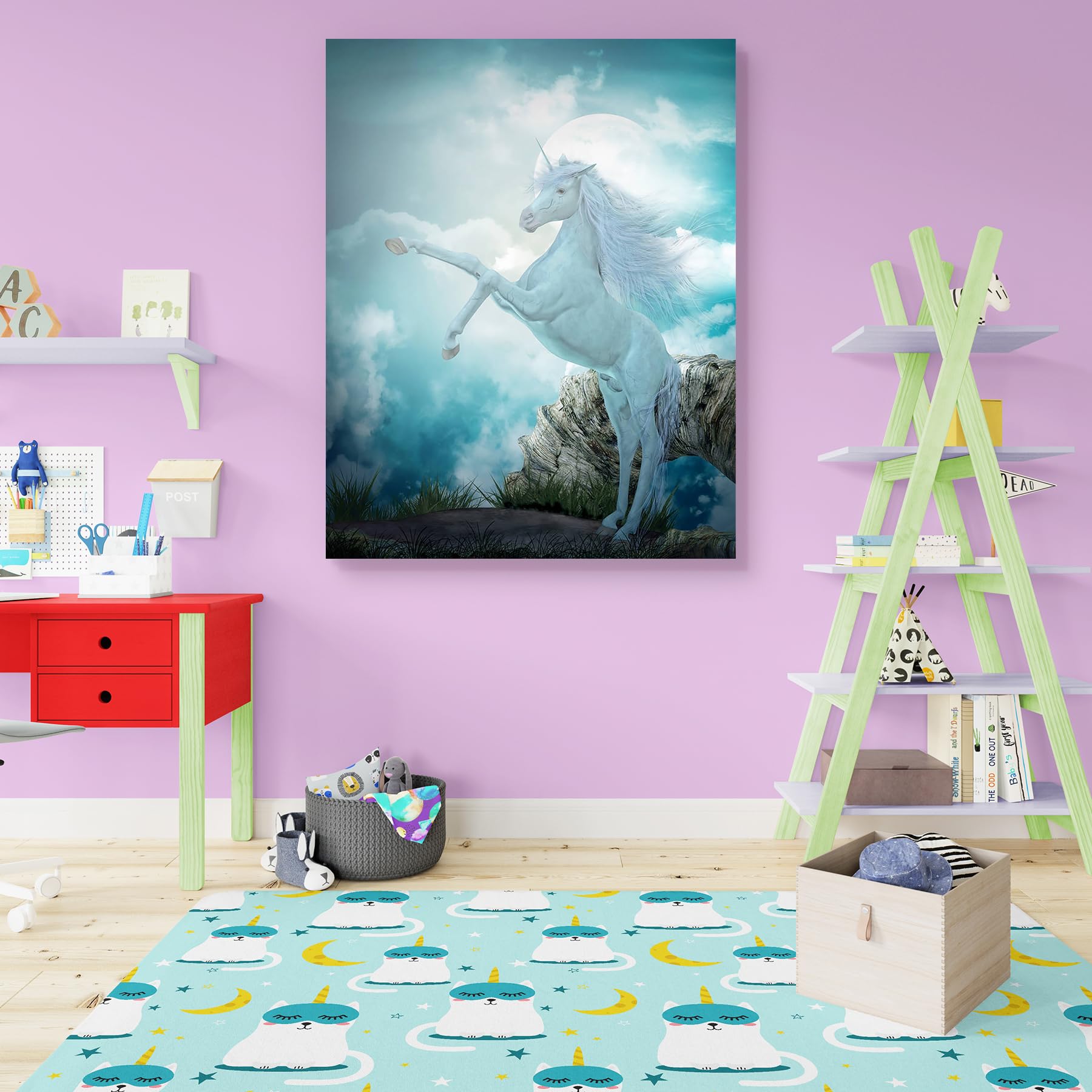 Pitaara Box Beautiful Unicorn D1 | Unframed Canvas Painting for